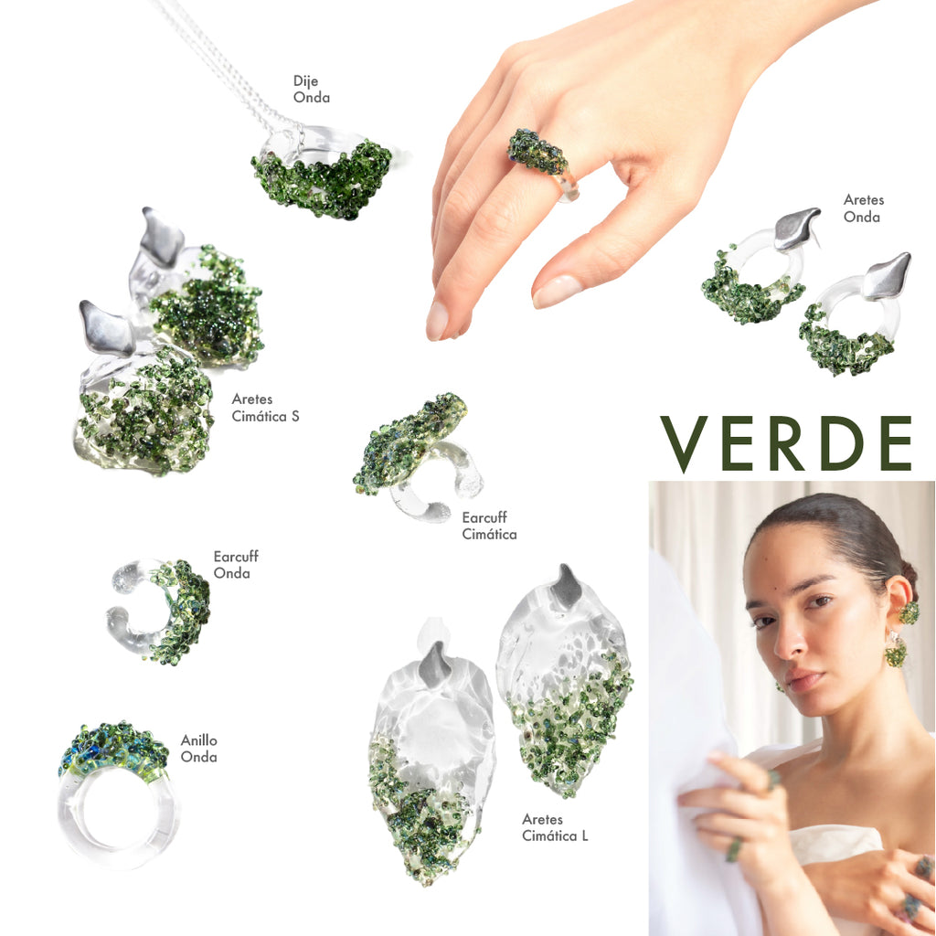 Aretes Onda S Verde