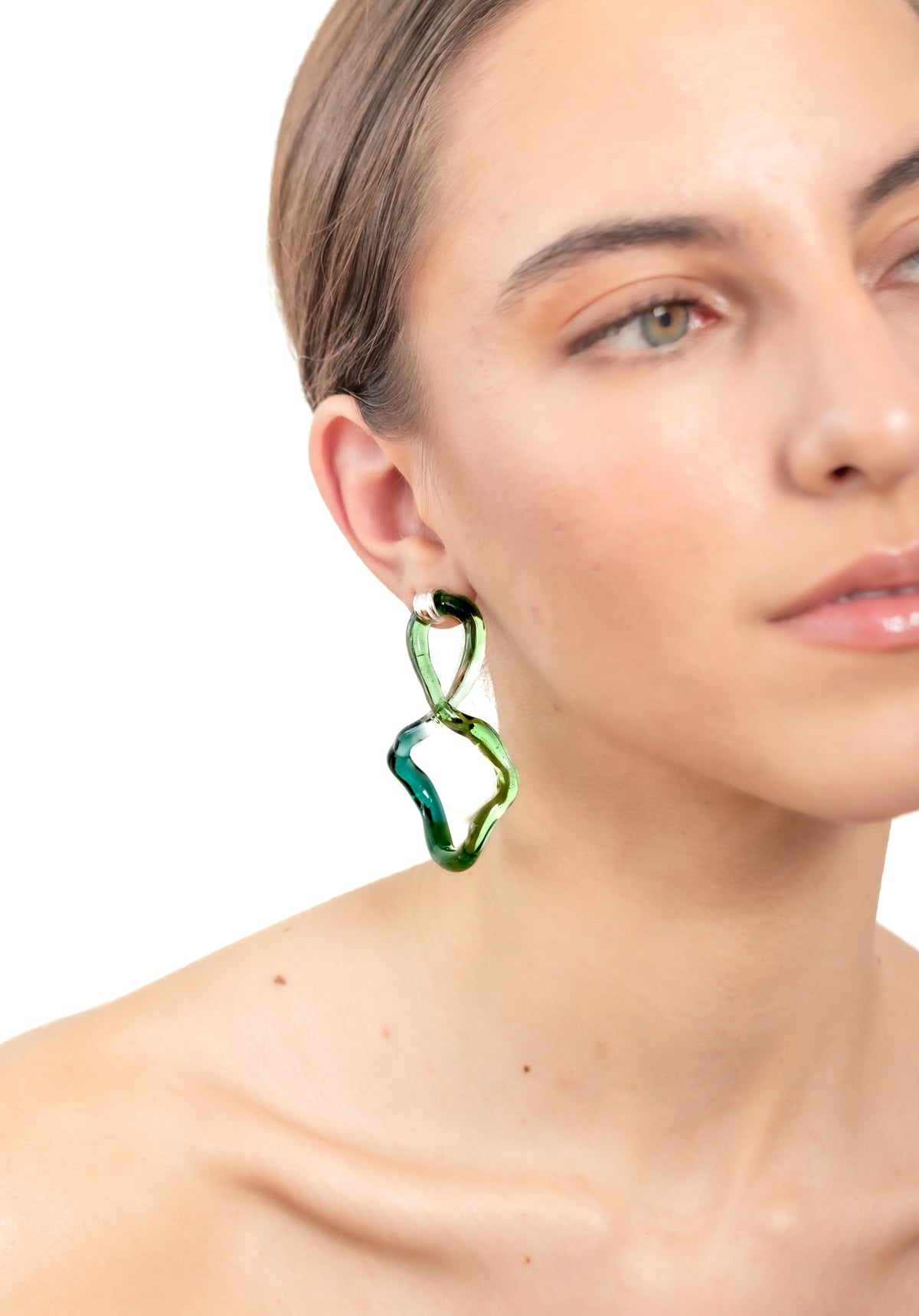 Aretes Interconexión L Verde Turquesa