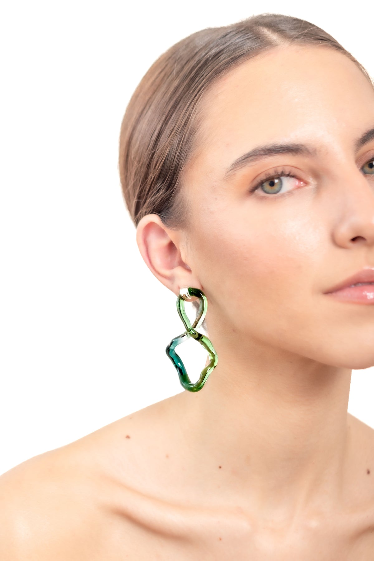 Aretes Interconexión L Verde Turquesa