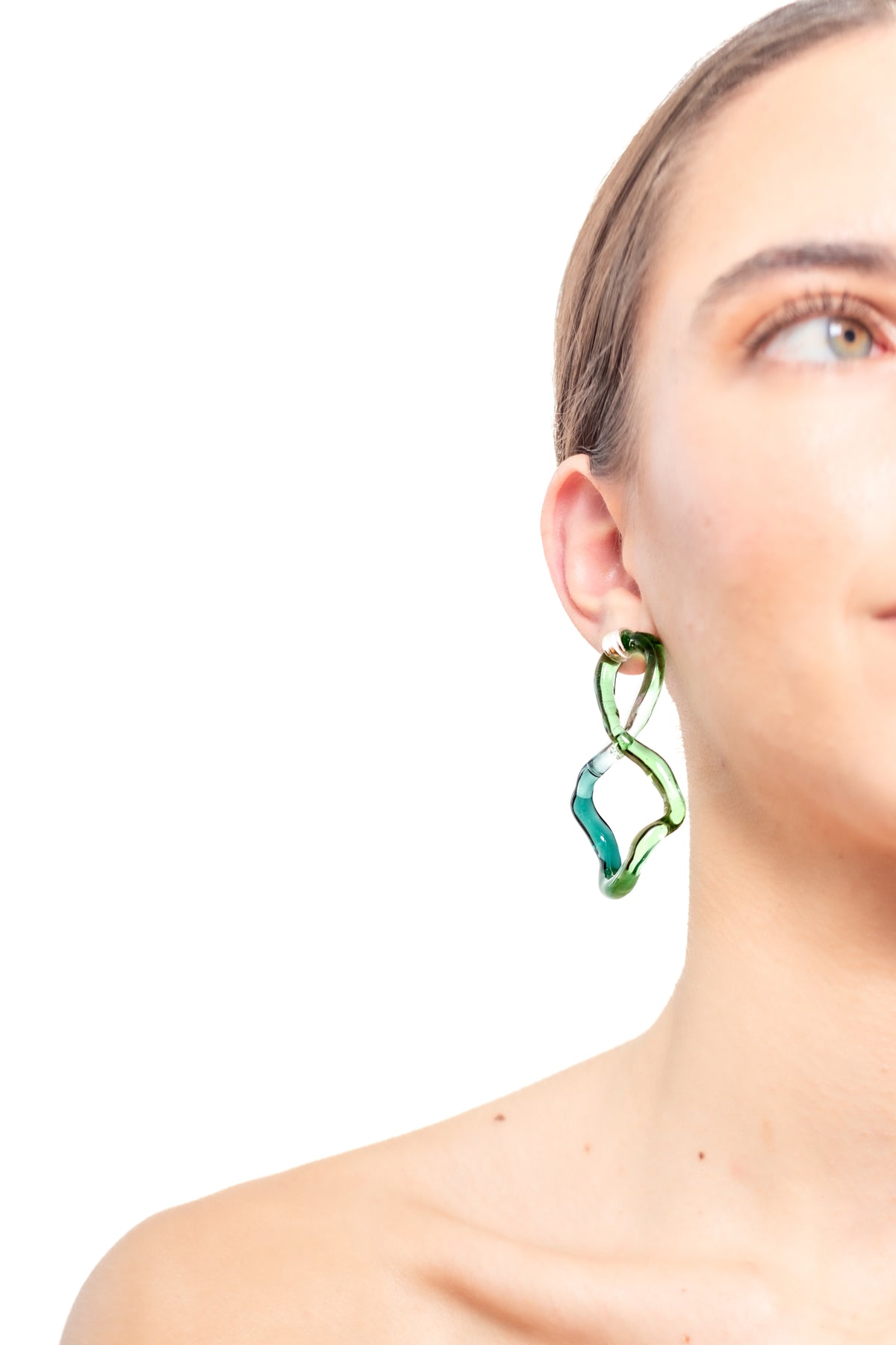 Aretes Interconexión L Verde Turquesa