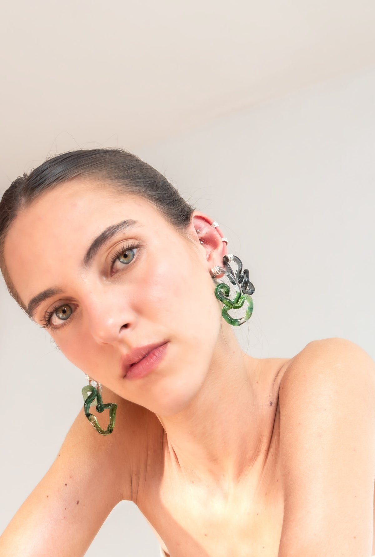 Aretes Interconexión L Verde Turquesa