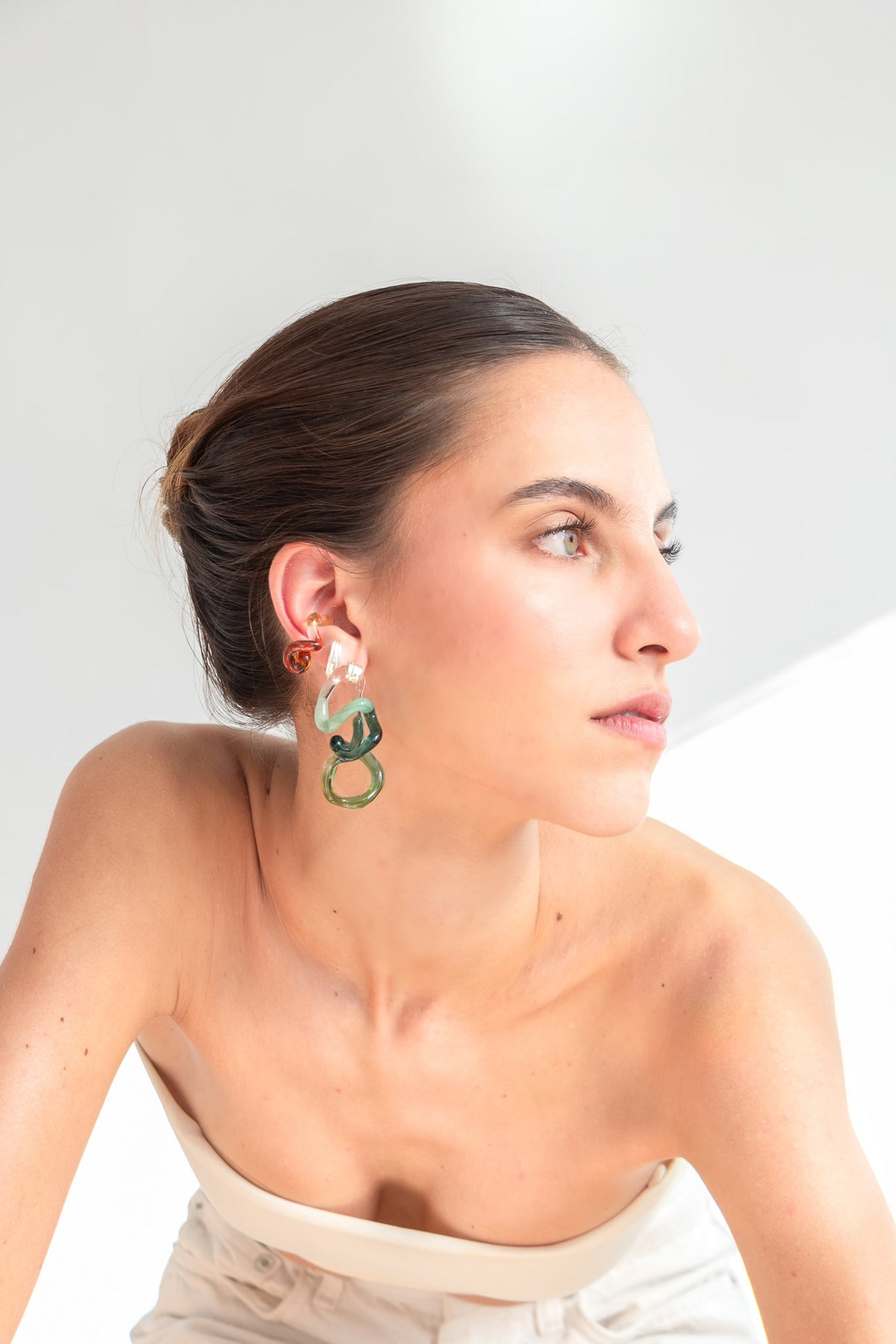Aretes Interconexión L Verde Turquesa