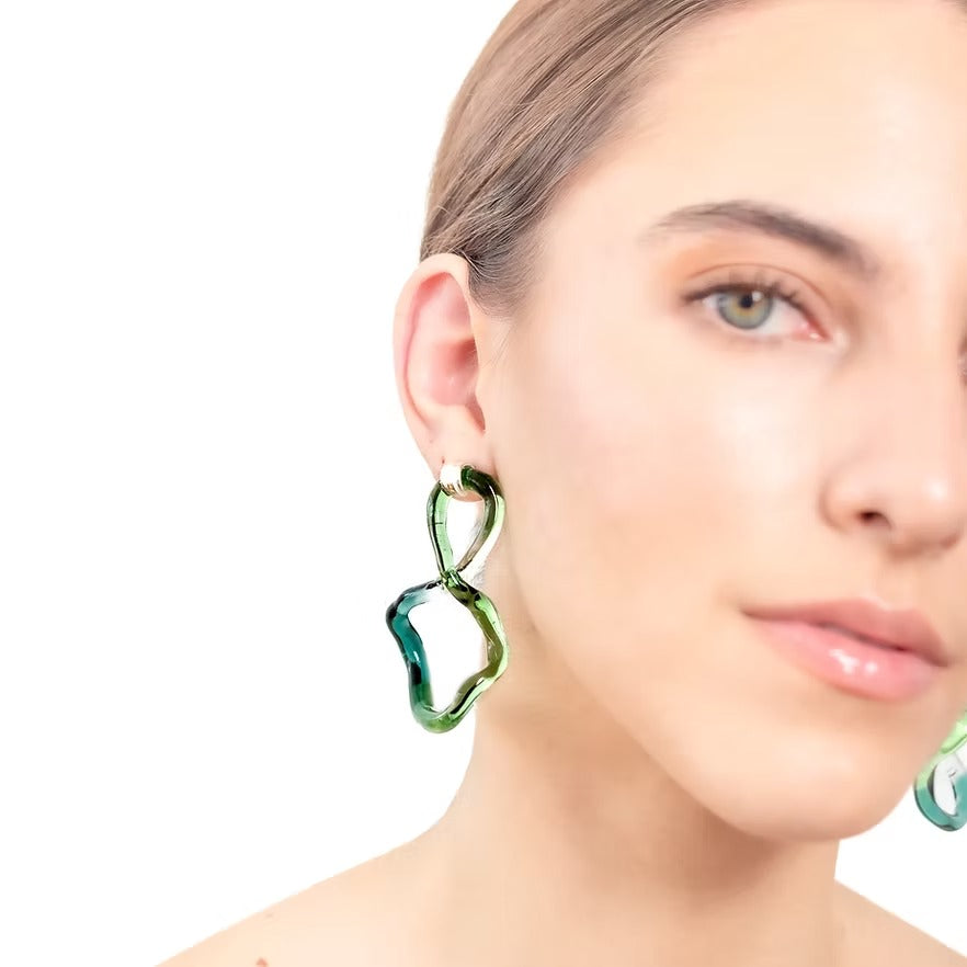 Aretes Interconexión L Verde Turquesa
