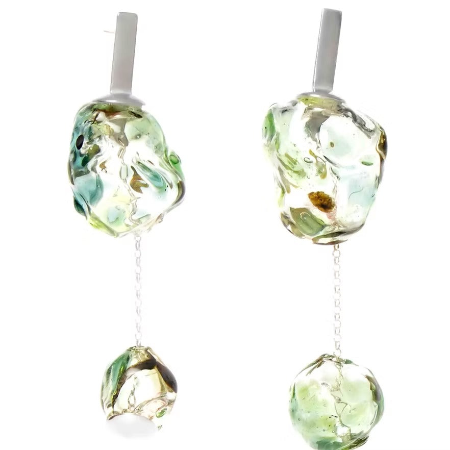 Aretes Soplo Doble Verde