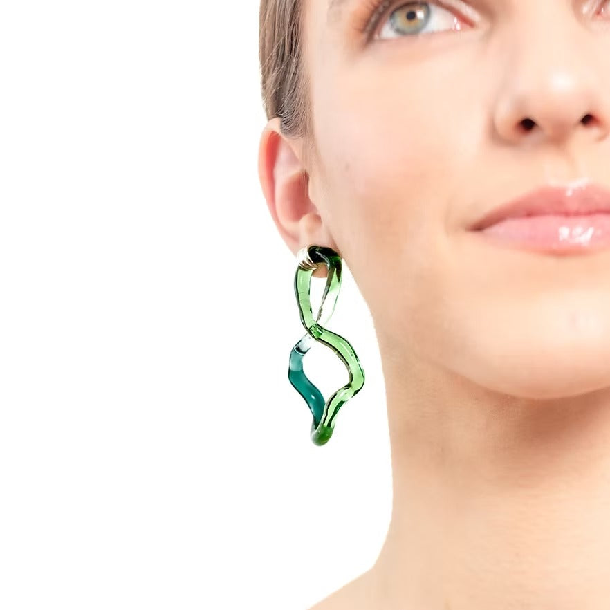 Aretes Interconexión L Verde Turquesa