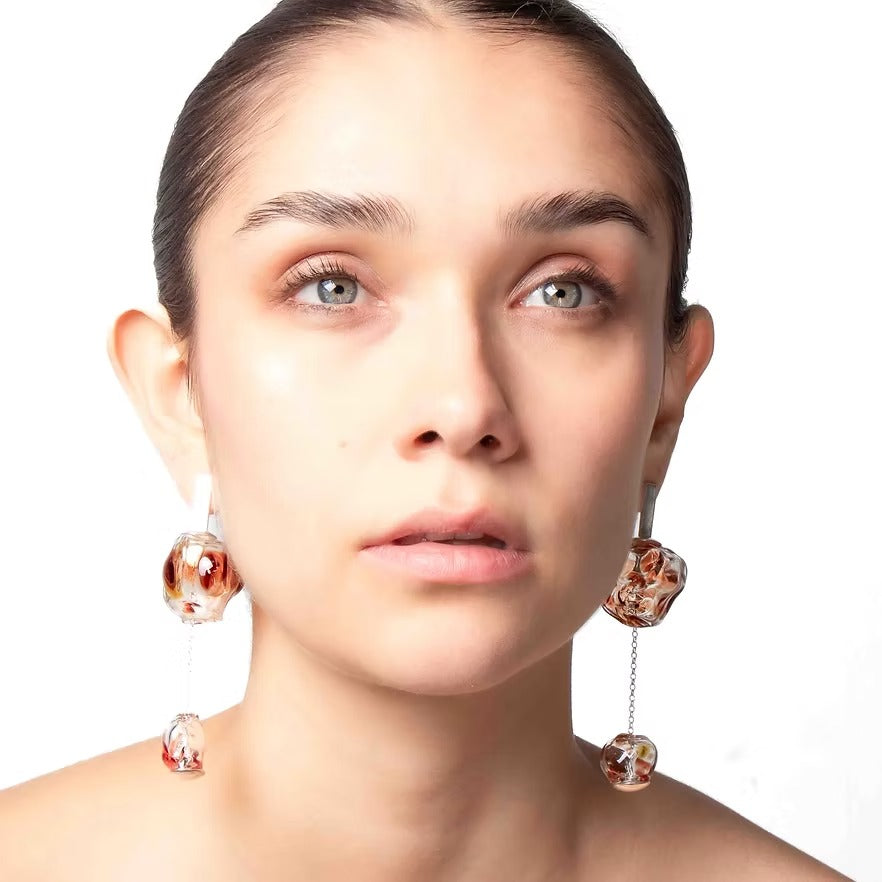 Aretes Soplo Doble Rojo