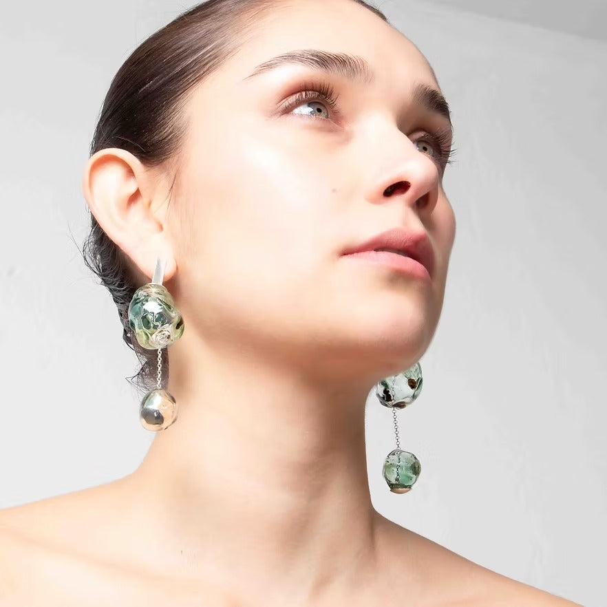 Aretes Soplo Doble Verde