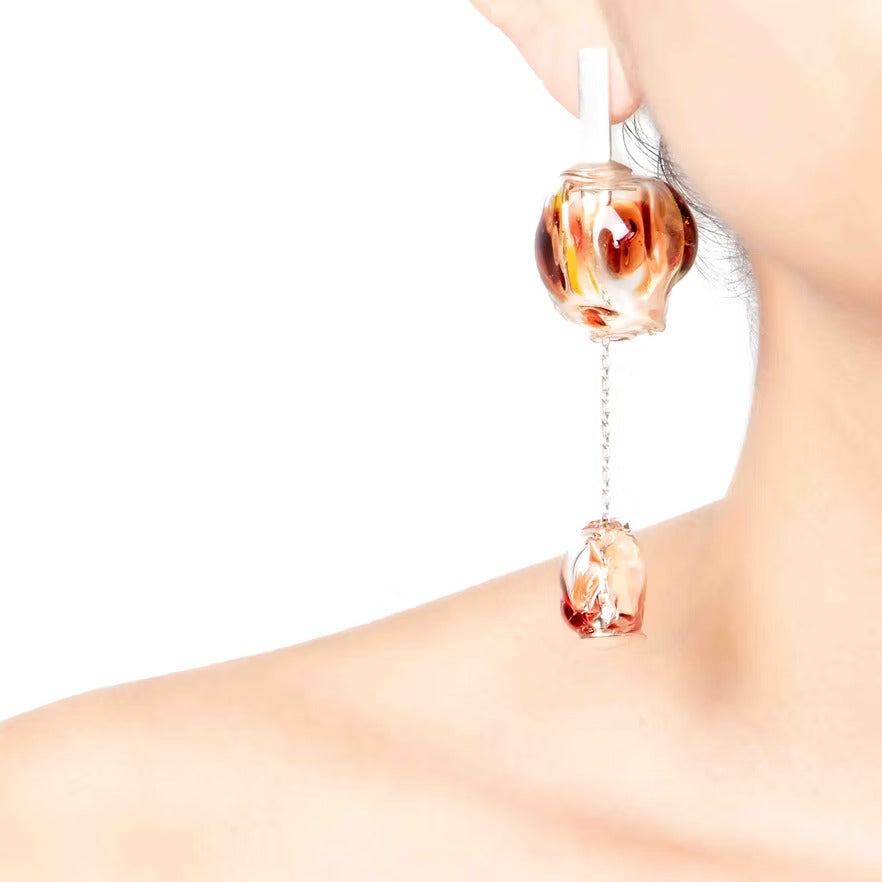 Aretes Soplo Doble Rojo