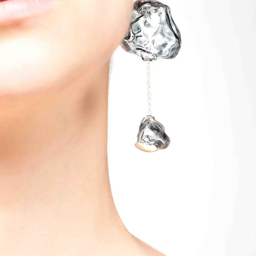 Aretes Soplo Doble Humo