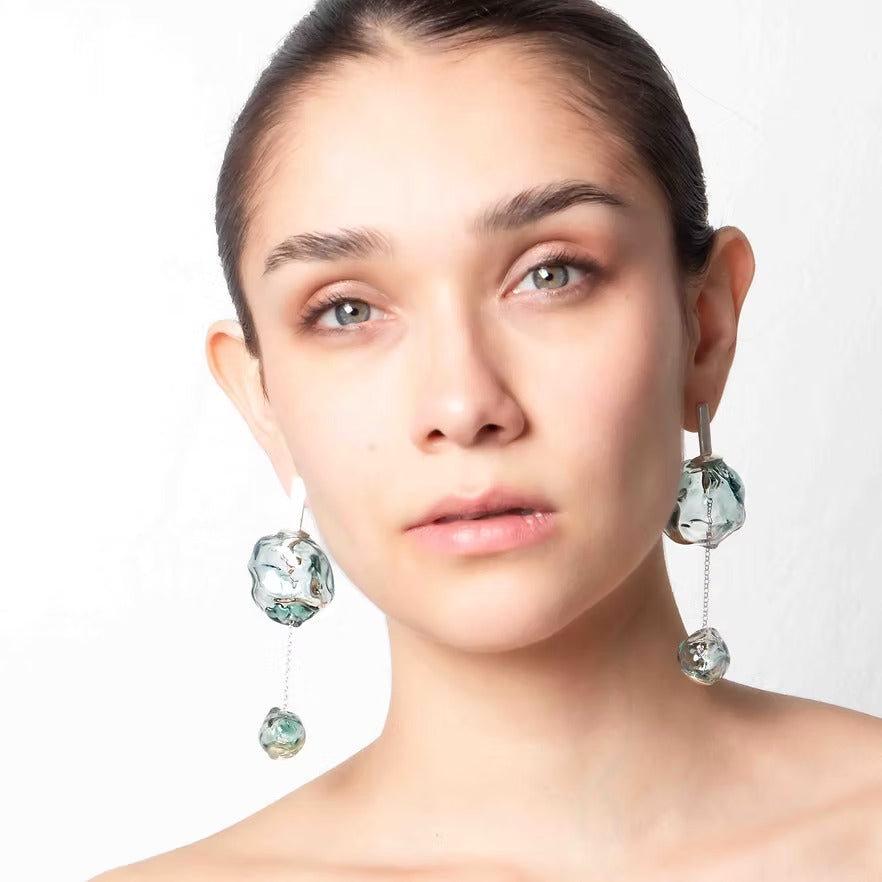 Aretes Soplo Doble Azul