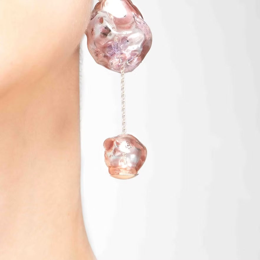Aretes Soplo Doble Morado