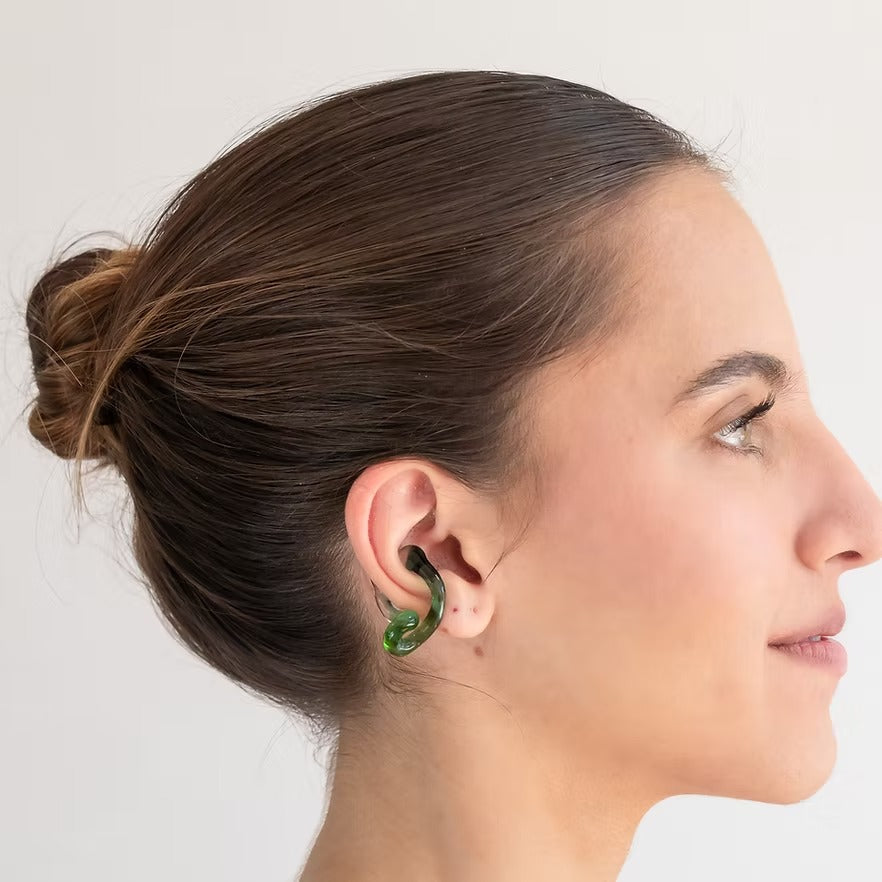 Earcuff Interconexión Verde Turquesa