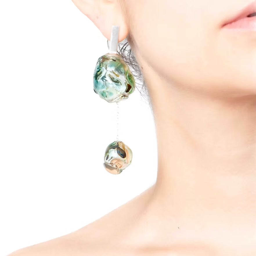 Aretes Soplo Doble Verde