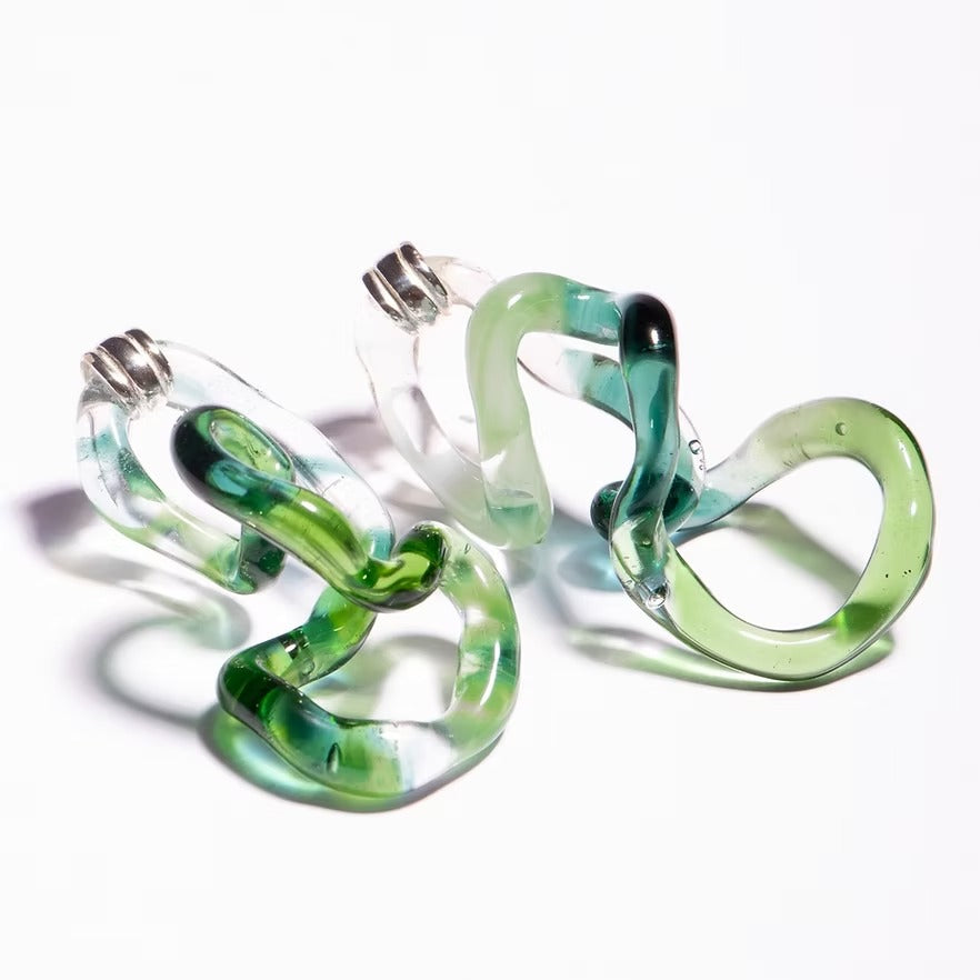 Aretes Interconexión L Verde Turquesa
