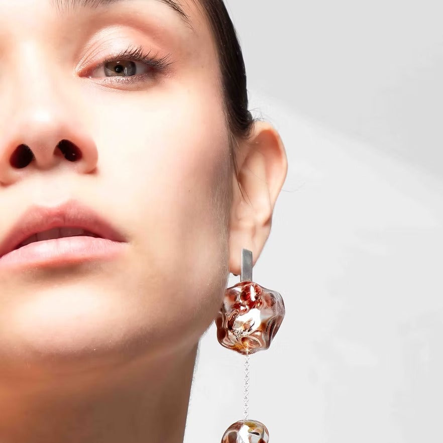Aretes Soplo Doble Rojo