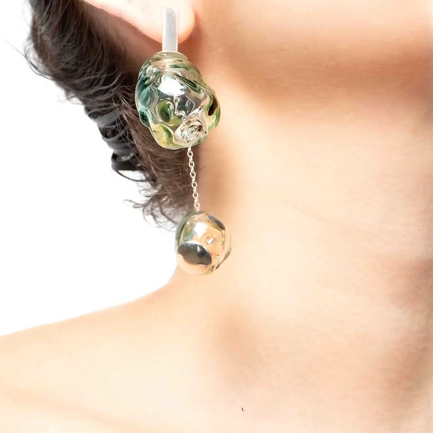 Aretes Soplo Doble Verde