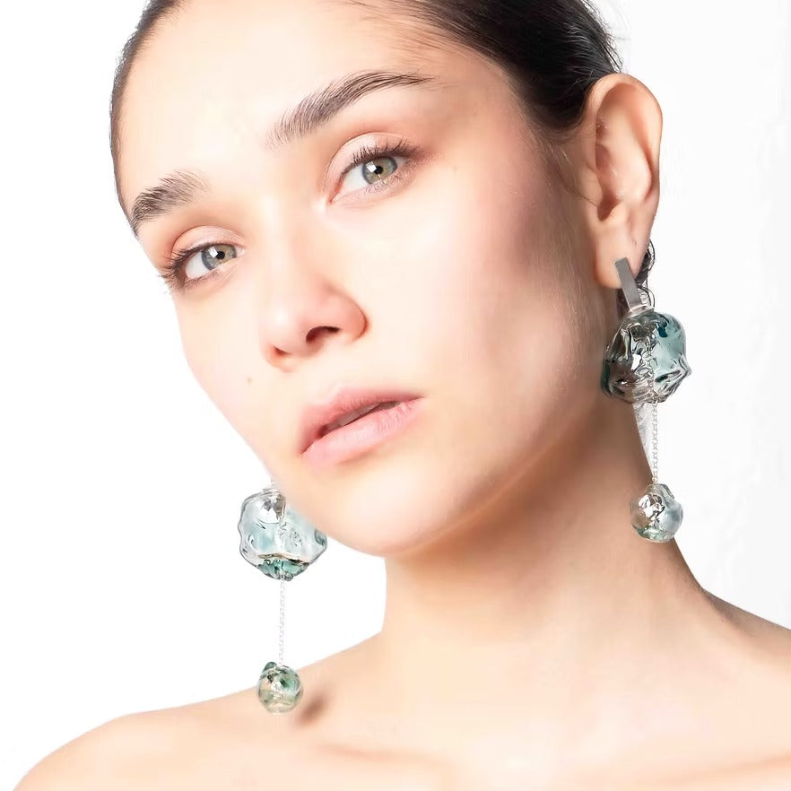 Aretes Soplo Doble Azul