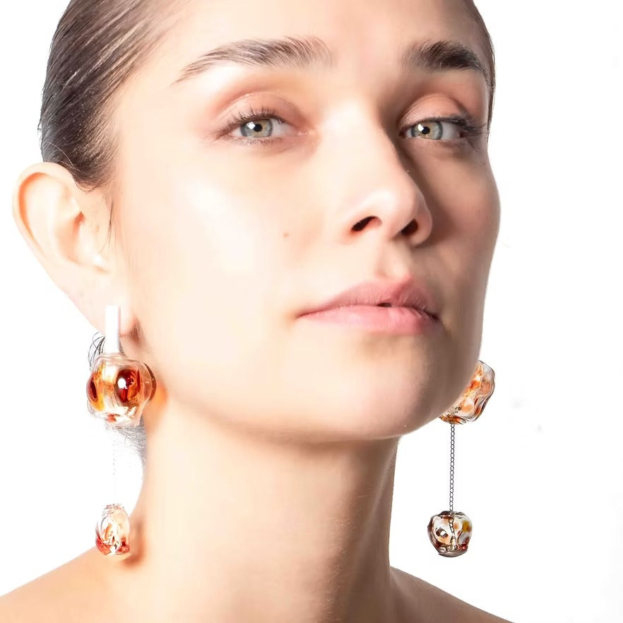 Aretes Soplo Doble Rojo