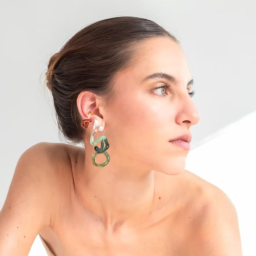 Aretes Interconexión L Verde Turquesa