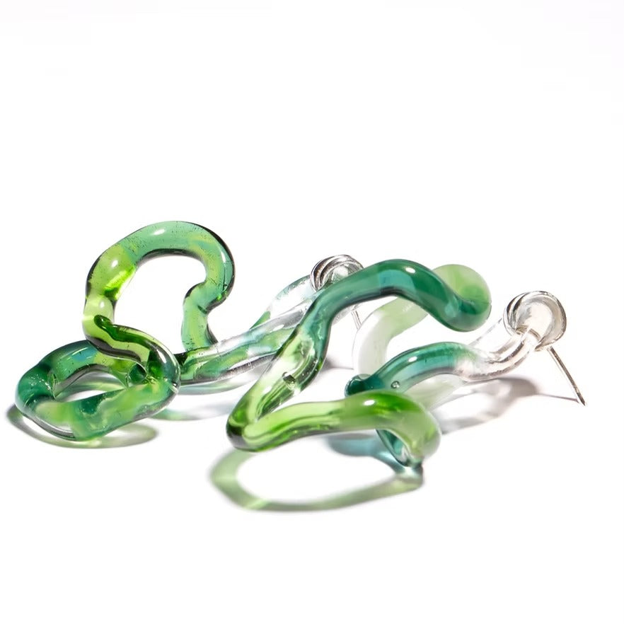 Aretes Interconexión L Verde Turquesa