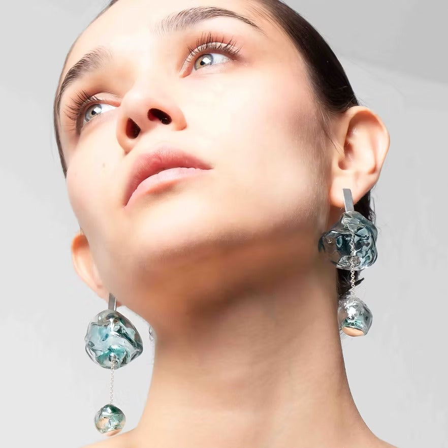 Aretes Soplo Doble Azul