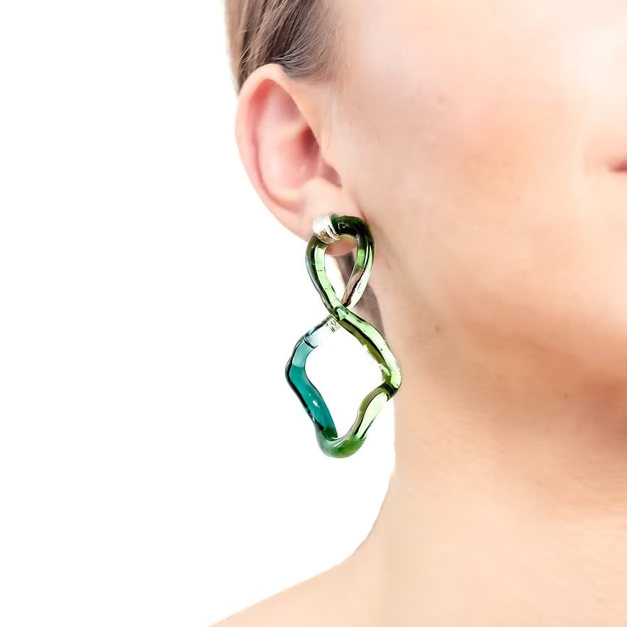 Aretes Interconexión L Verde Turquesa