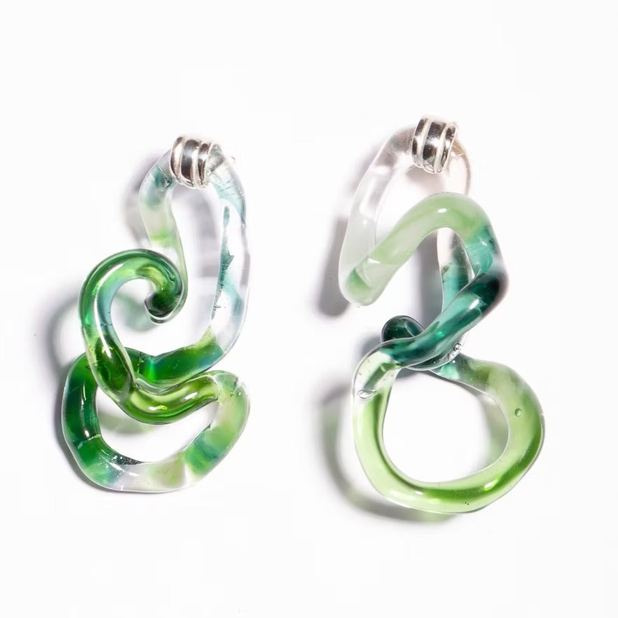 Aretes Interconexión L Verde Turquesa